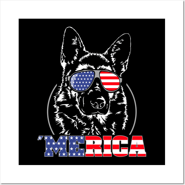 Proud German Shepherd American Flag Merica dog Wall Art by wilsigns